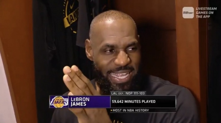 【精彩资讯】历史第一劳模！詹姆斯生涯总出场时间为59642分