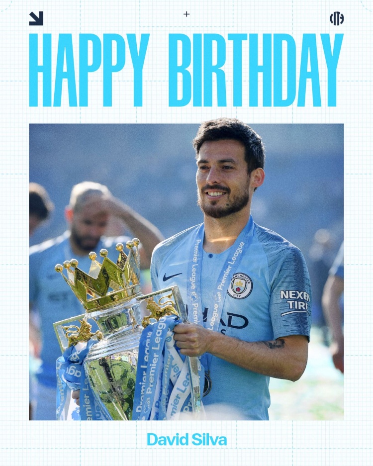 傳奇！曼城官方祝大衛(wèi)·席爾瓦40歲生日快樂，效力10年斬獲13冠