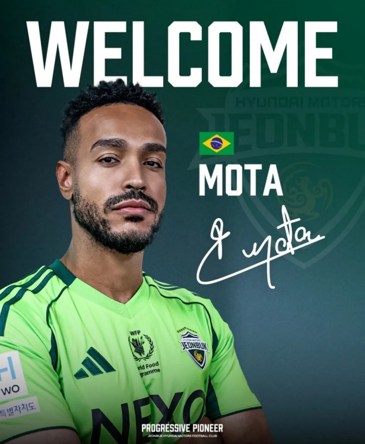 【中超】巴西中锋布鲁诺·莫塔加盟全北现代，近期曾与申花传绯闻