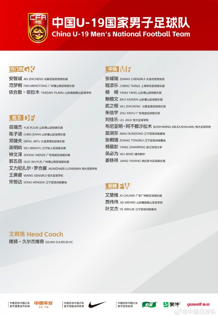 为做好U20亚洲杯备战，U19国足定于1月12日至2月9日在肇庆市集训