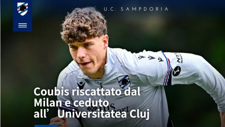 【赛事追踪】官⚾方：米兰22岁中卫库比斯转会桑普，并被外租至克卢日