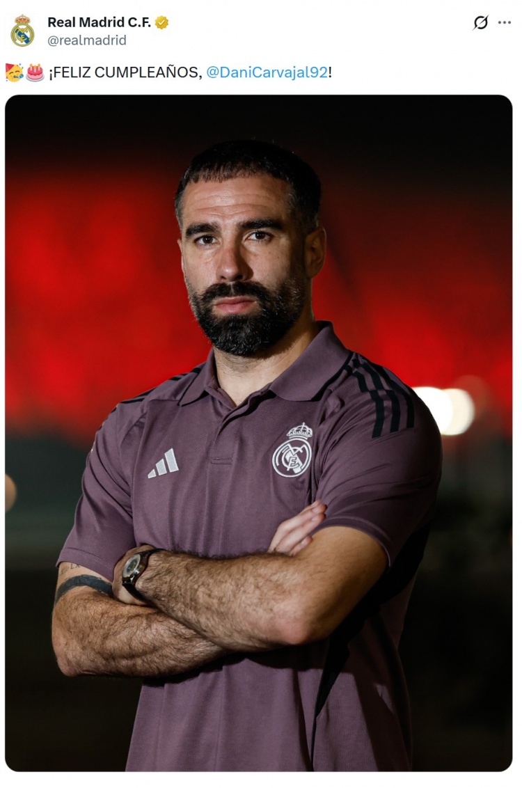 【精彩资讯】皇马祝卡瓦哈尔34岁生日快乐，球员为皇马出战43