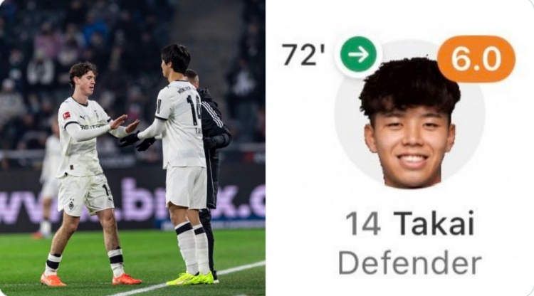 21岁日本中卫高井幸大上演门兴首秀，近191天首次出战正式比赛