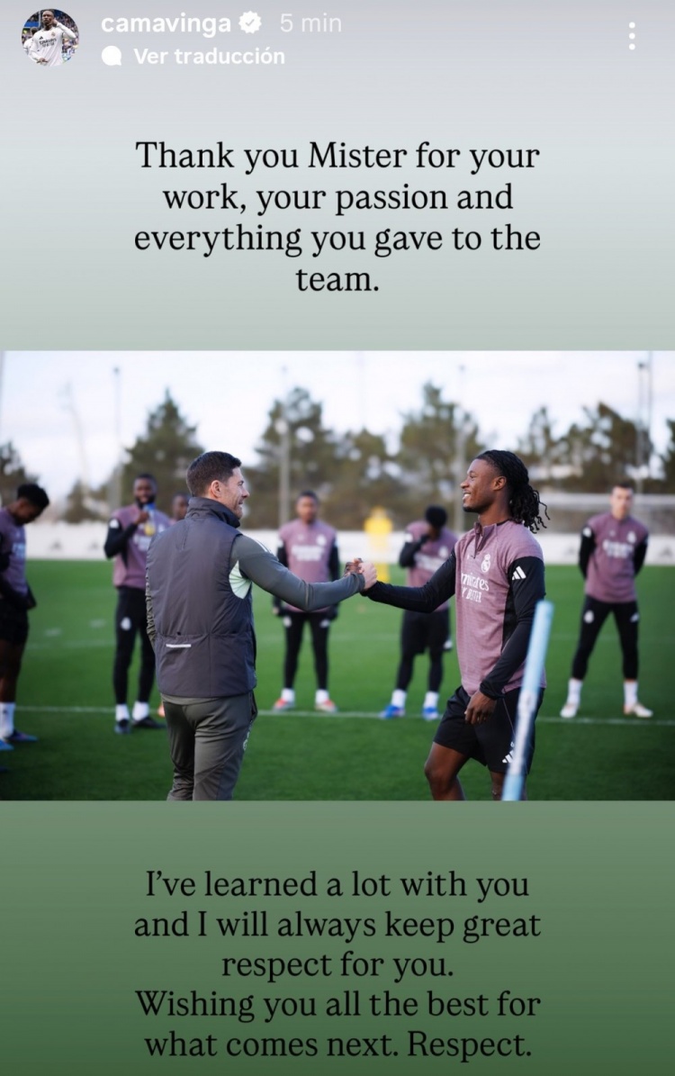 卡馬文加告別阿隆索：感謝你為球隊(duì)付出的一切，祝未來順利