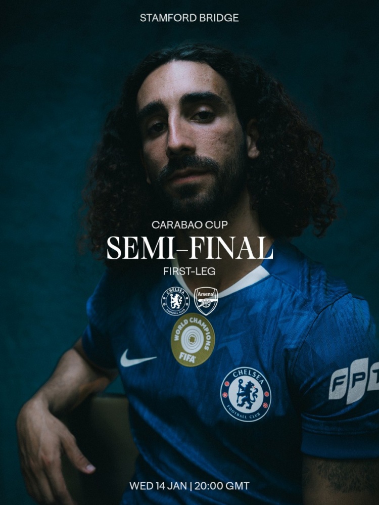 切尔西发布联赛杯对阵阿森纳海报：库库雷利亚单人出镜