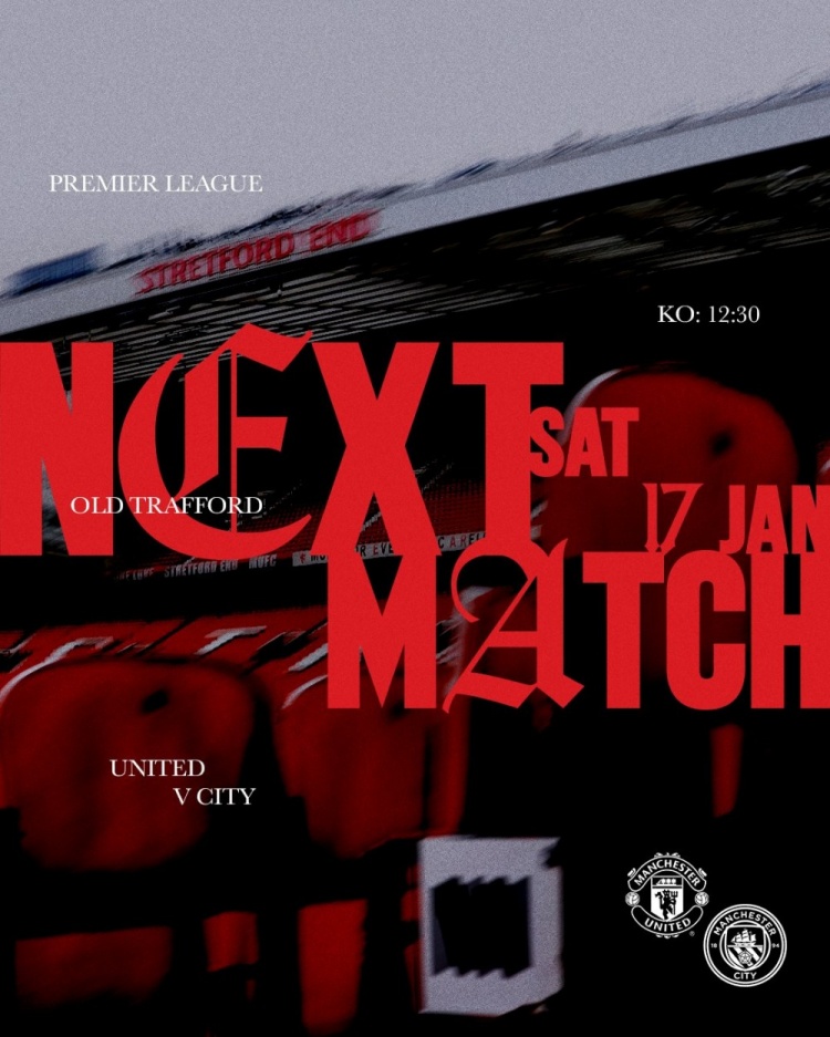 這次如何？曼聯(lián)發(fā)布海報(bào)預(yù)熱曼市德比，近10次對(duì)陣曼城3勝1平6負(fù)