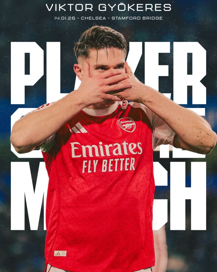 [球迷报道]贡献传射！约克雷斯当选客战切尔西一役阿森纳队内最