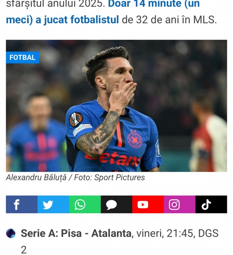 【有趣体育】外媒：青岛海牛有意签下自由身的罗马尼亚球员亚历山