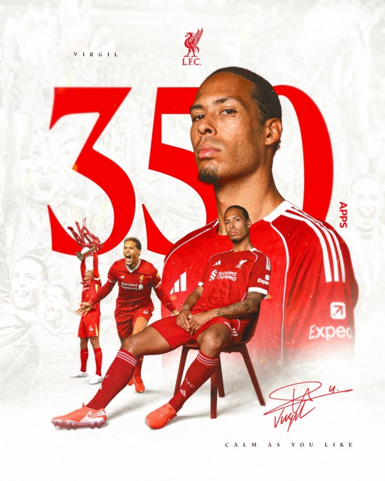 功勋队长！范戴克迎利物浦生涯350场里程碑之战