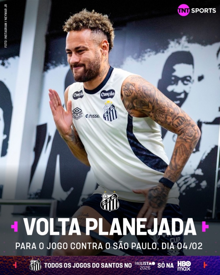 TNT：内马尔将在2月5日桑托斯对阵圣保罗比赛中复出