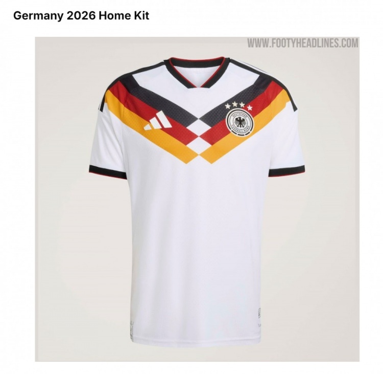 耐克设计首秀！德国2027年主场球衣细节曝光：白色搭配金属深灰色