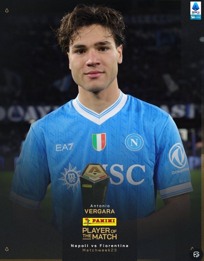 传射建功，意甲官方：维尔加拉当选那不勒斯2-1佛罗伦萨全场最佳