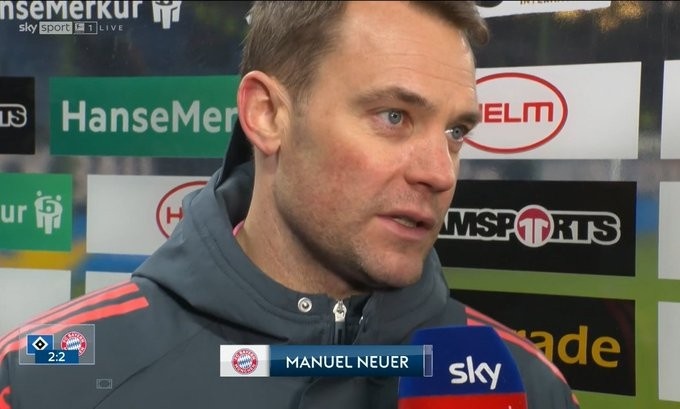 诺伊尔谈战平汉堡：感觉像输了，今天我们机会更多