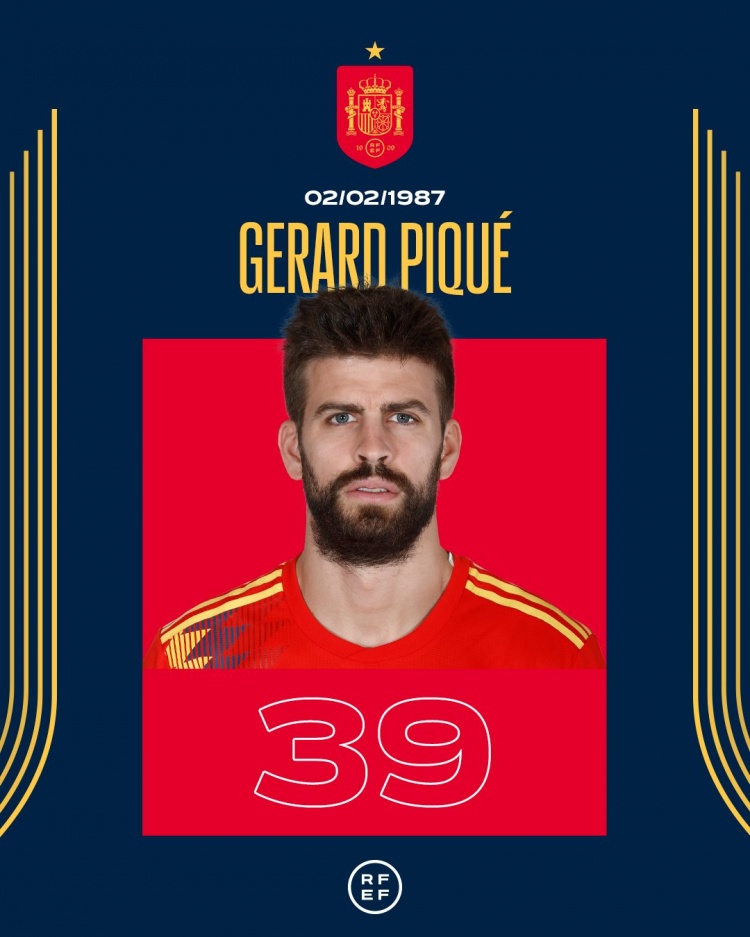 西班牙社媒祝皮克39岁生日快乐：世界冠军、欧洲冠军！！🎂🎂