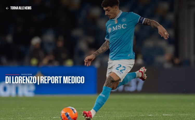 此前左膝受伤，那不勒斯官方：迪洛伦佐未来几小时内将接受手术