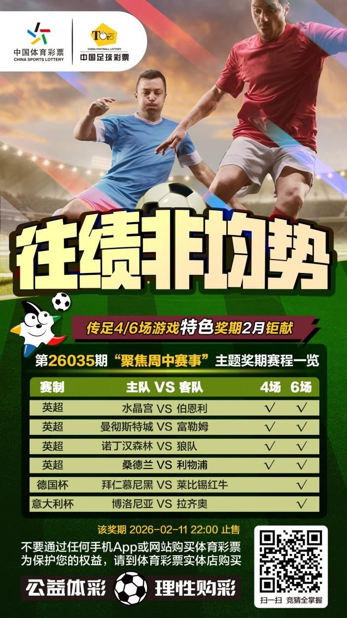 【体育报道】往绩非均势！传足特色奖期第26035期聚焦周中赛事(图1)