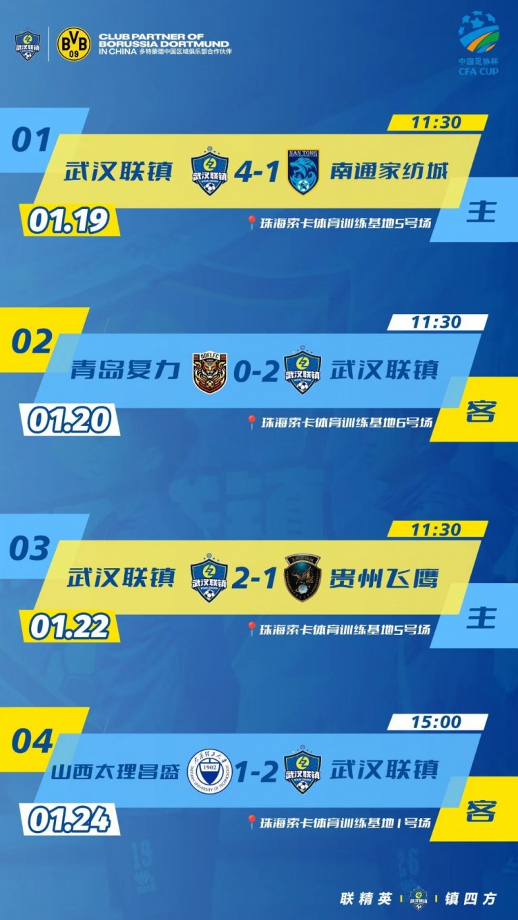 多特官博祝贺武汉联镇获中冠预赛冠军：期待今后共同再接再厉