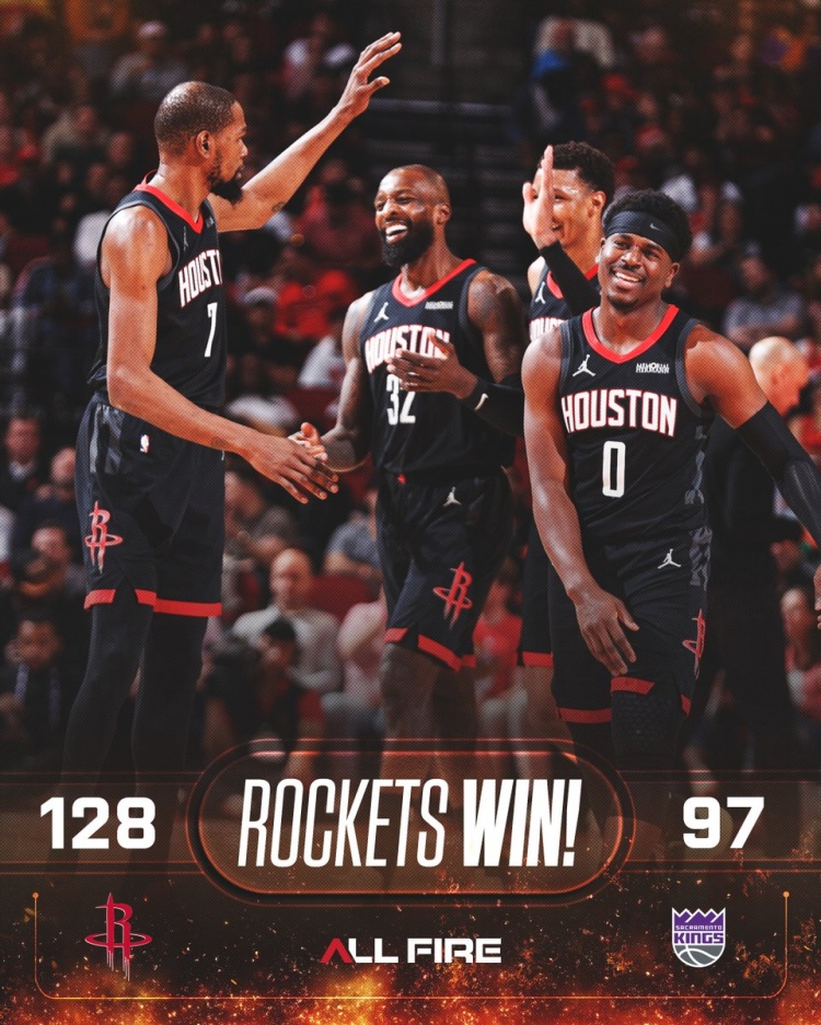 【推荐】团队胜利！火箭赢球海报封面：杜兰特/姐夫/小贾/霍勒