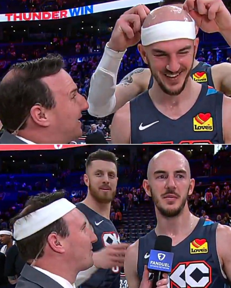 【即时资讯】雷霆老传统了！队记赛后采访卡鲁索遭哈滕整蛊 发带