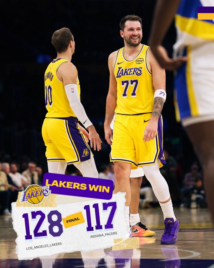 【NBA】双白闪耀！⚾湖人官方晒赢球海报 东契奇&肯纳德登上