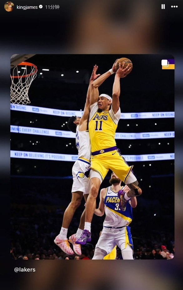 [精彩资讯]关注比赛！詹姆斯社媒转发海斯暴力隔扣&东契奇神奇