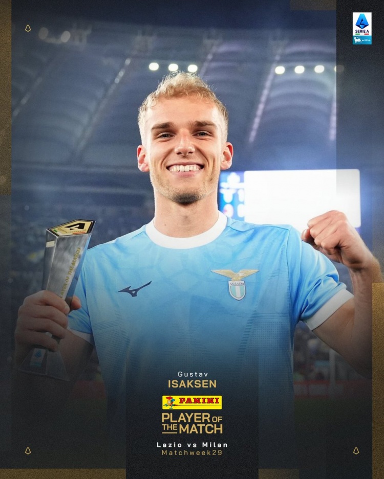  攻入唯一进球！伊萨克森当选拉齐奥vs米兰全场最佳球员