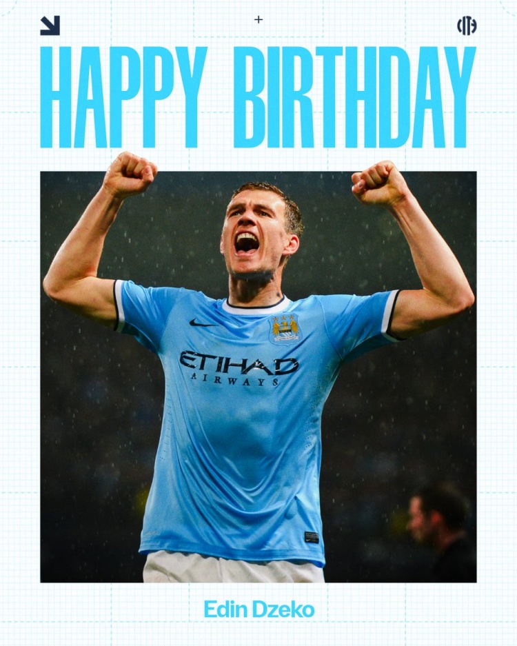 [球迷报道]曼城祝哲科40岁生日快乐，球员效力期间出战189