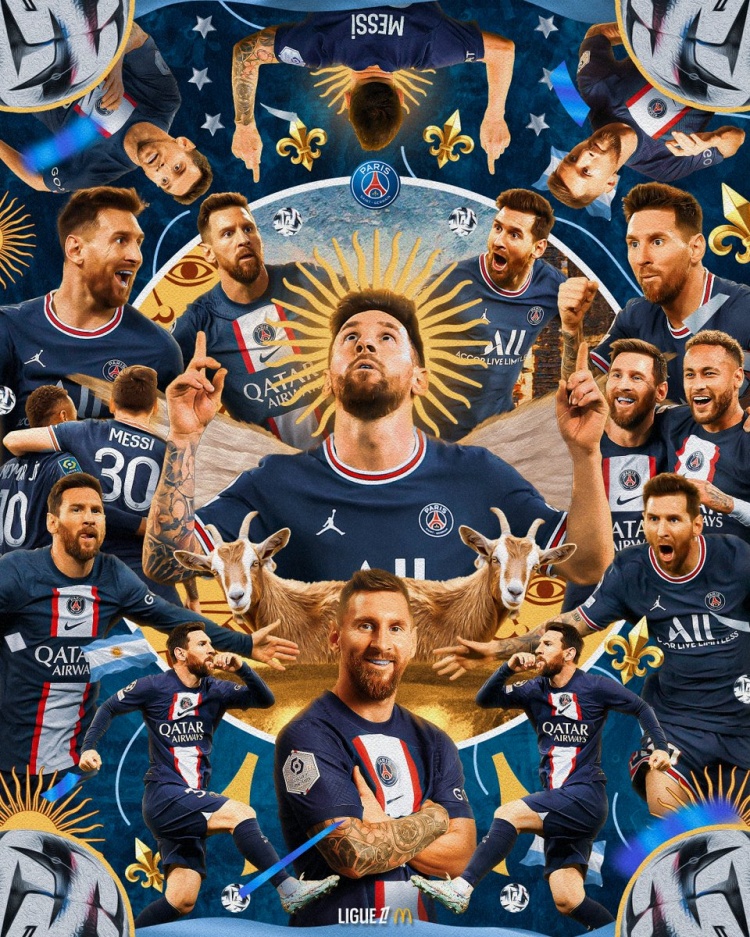 法甲官方晒海报祝贺梅西达成900球里程碑：900球，GOAT梅西