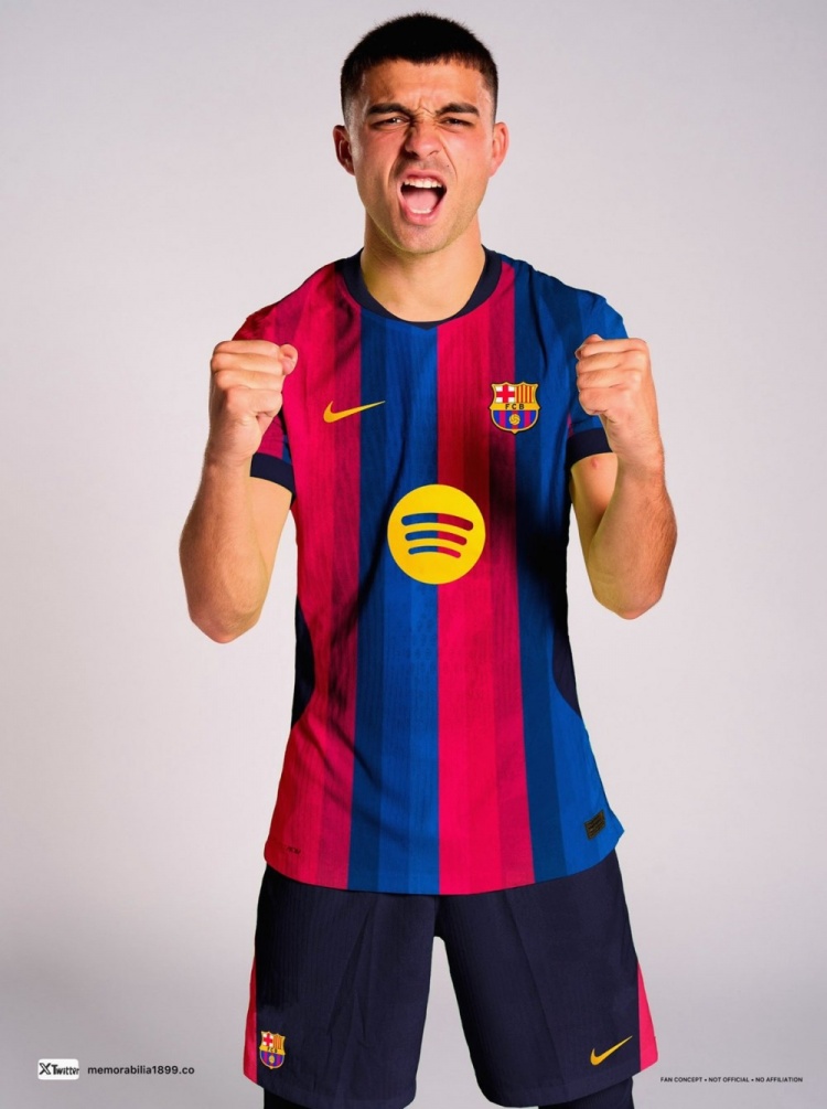  巴萨新赛季主场球衣谍照：三种红+三种蓝搭配，色调丰富