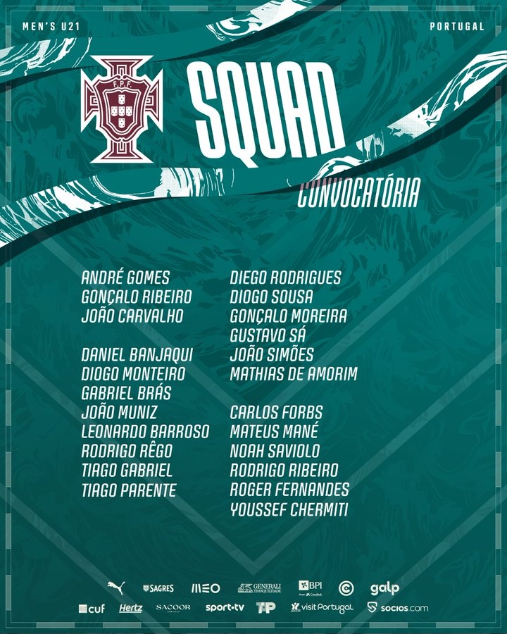 葡萄牙U21名单：马特乌斯·马内、罗杰·费尔南德斯在列