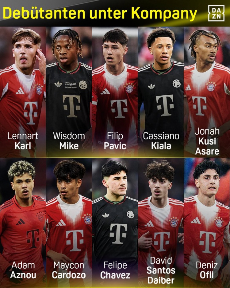 [推荐]提拔新人！孔帕尼执教拜仁以来，10名年轻球员上演一线