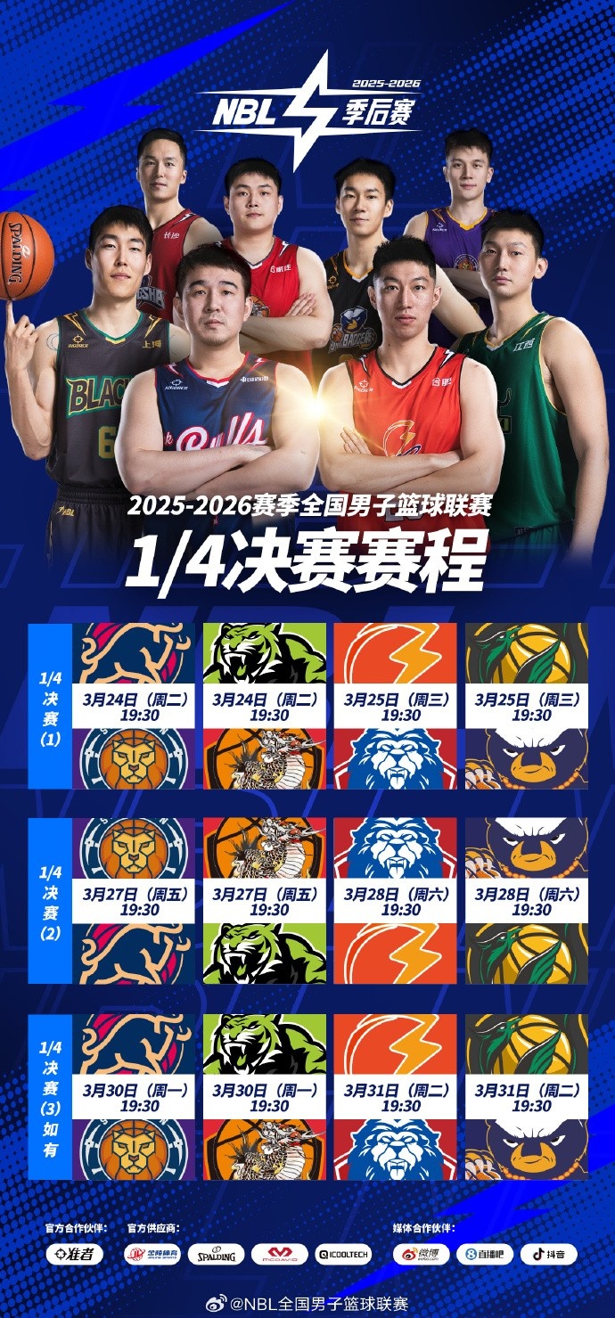 [滚动快讯]【赛程】2025-2026赛季NBL季后⚾赛1/