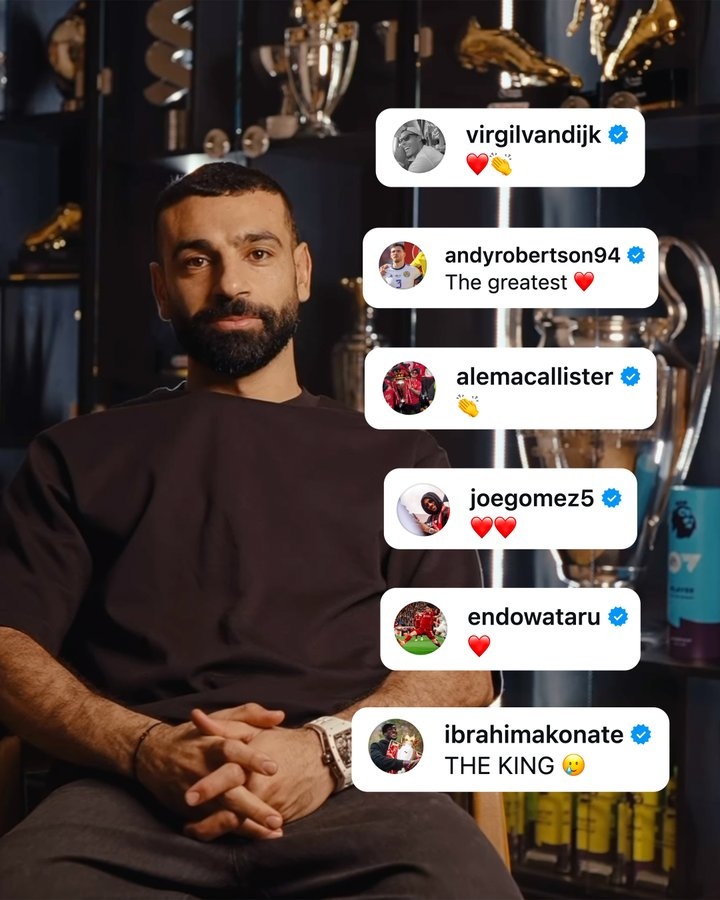 告别传奇！利物浦官方社媒晒队友致敬萨拉赫合集