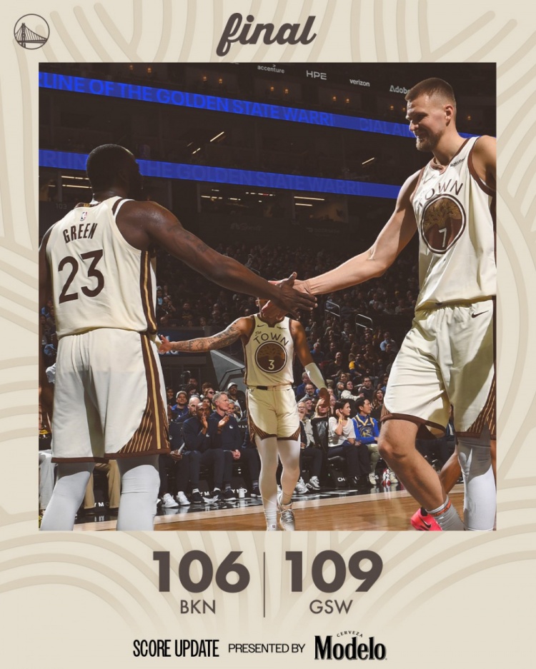 【赛程更新】高瘦+矮壮组合！勇士发布赢球海报：封面人⭐物为波津+追梦(图1)