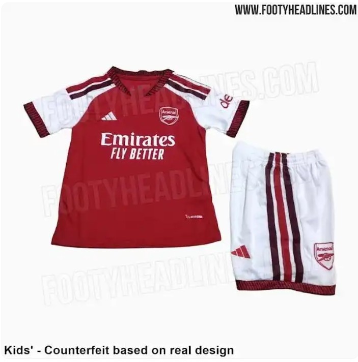 [赛前必读]阿森纳新赛季主场球衣谍照：两种红色色调搭配+独特闪电图案(图2)