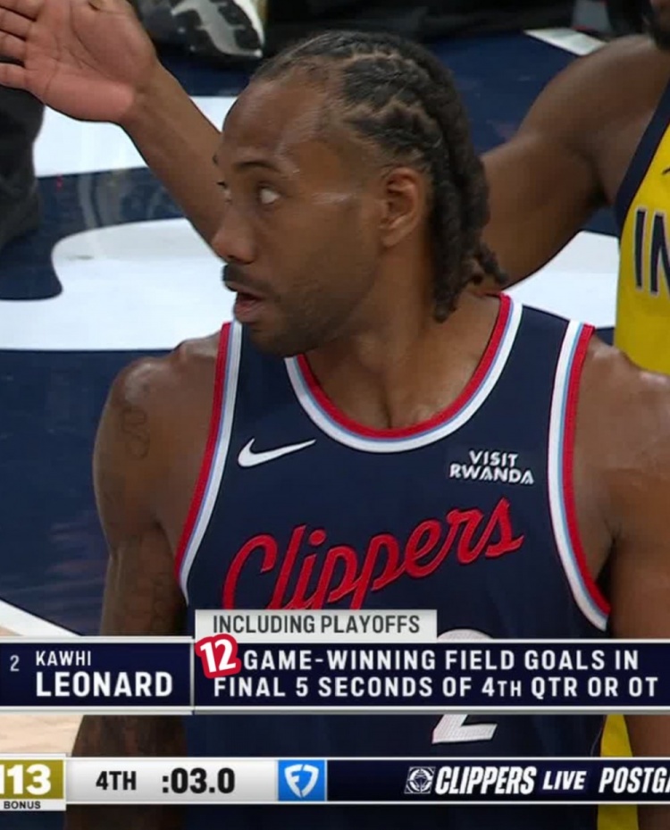 [快船]小卡生涯（包括季后赛）第12次在末节或加时赛最后5秒