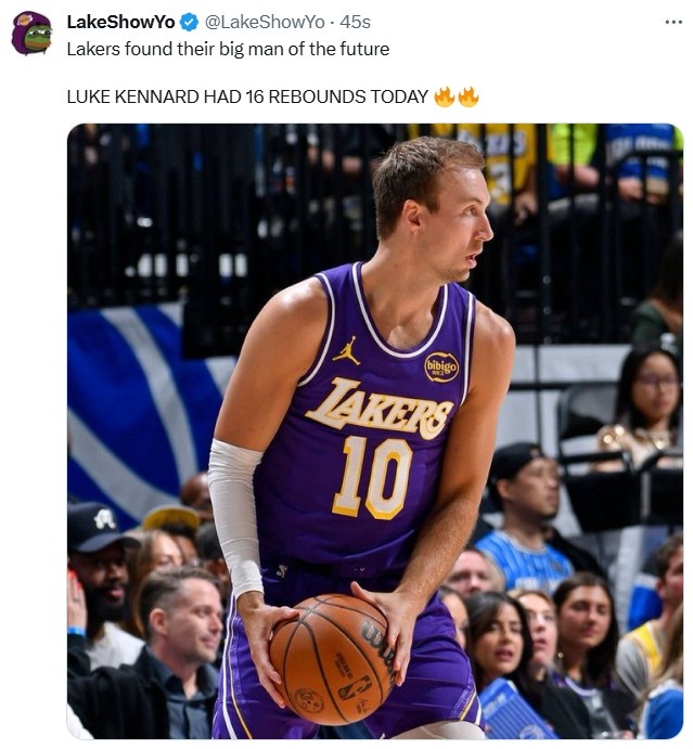 【热点追踪】湖媒调侃：湖人找到了未来的内线人选 肯纳德今天怒摘16个篮板！(图2)
