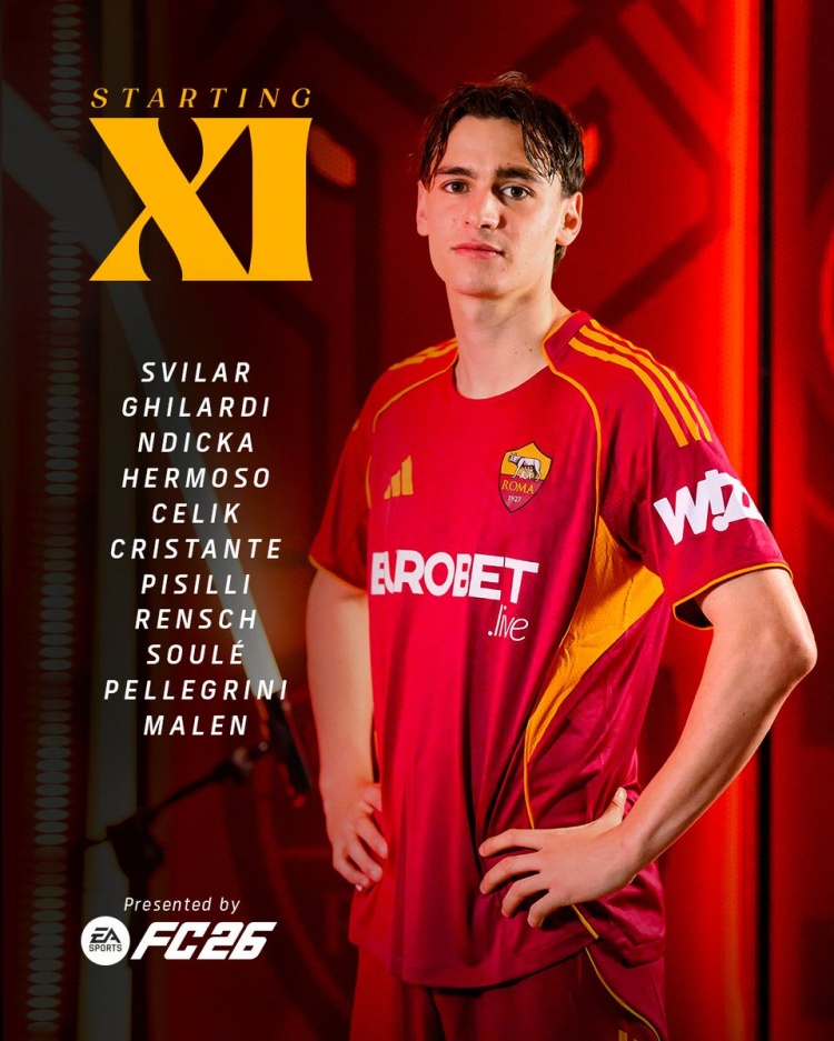 罗马首发：苏莱、马伦出战，克里斯坦特、皮西利、佩莱格里尼在列