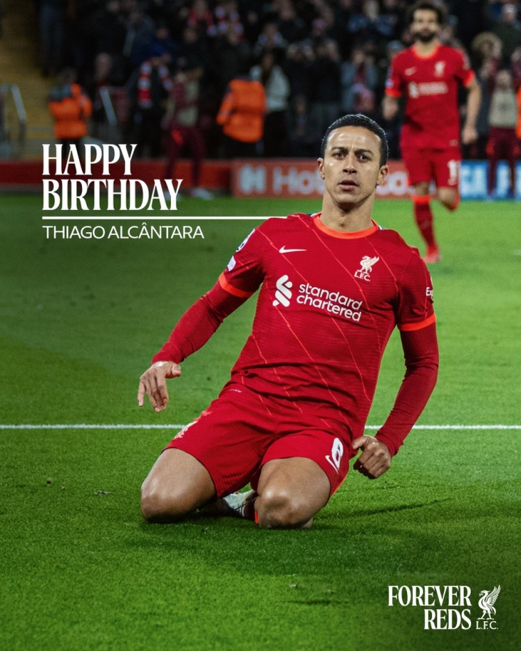 [赛前必读]利物浦祝蒂亚戈35岁生日快乐，效力期间出战98场