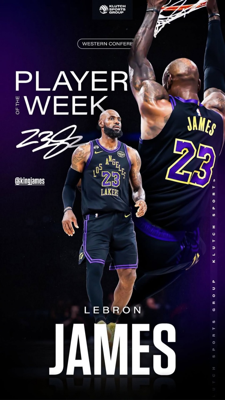 【今日赛况】詹姆斯转发海报致谢自己第70次当选周最佳球员：?