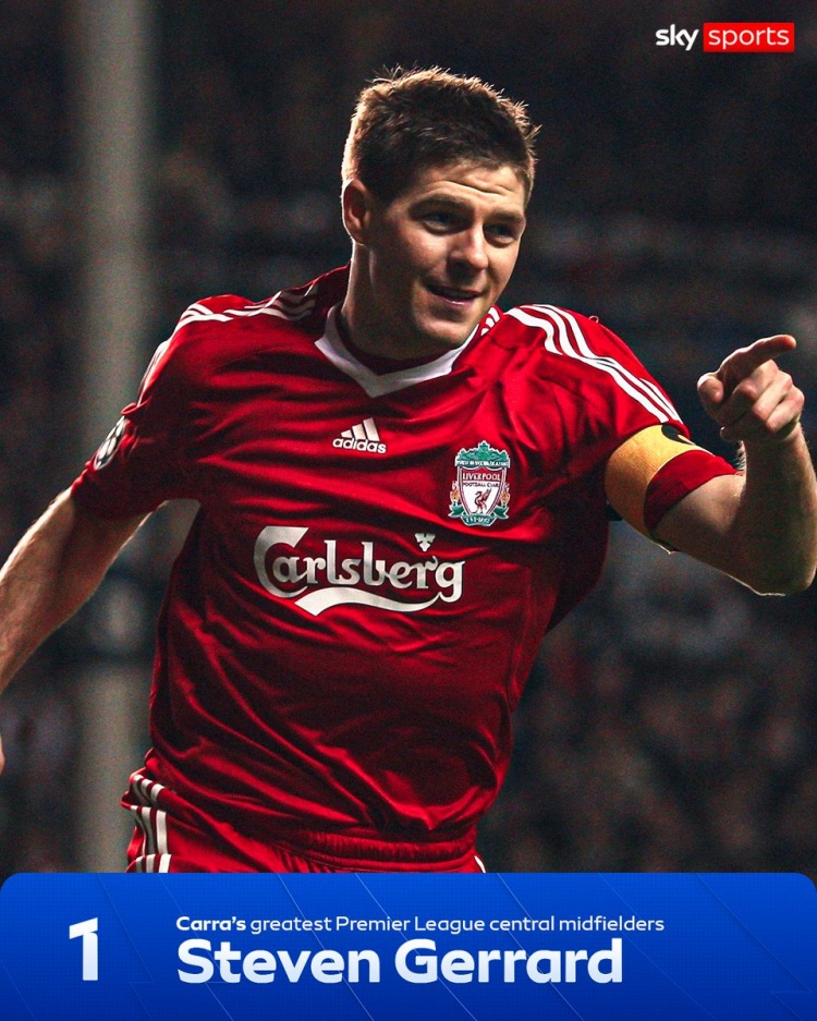 [有趣体育]卡拉格评英超历史10大中场：杰拉德、罗伊·基恩、