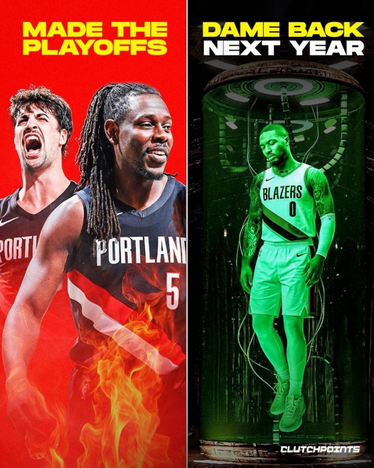 [体育头条]美媒晒图：开拓者不被看好仍打进季后赛 下赛季利拉