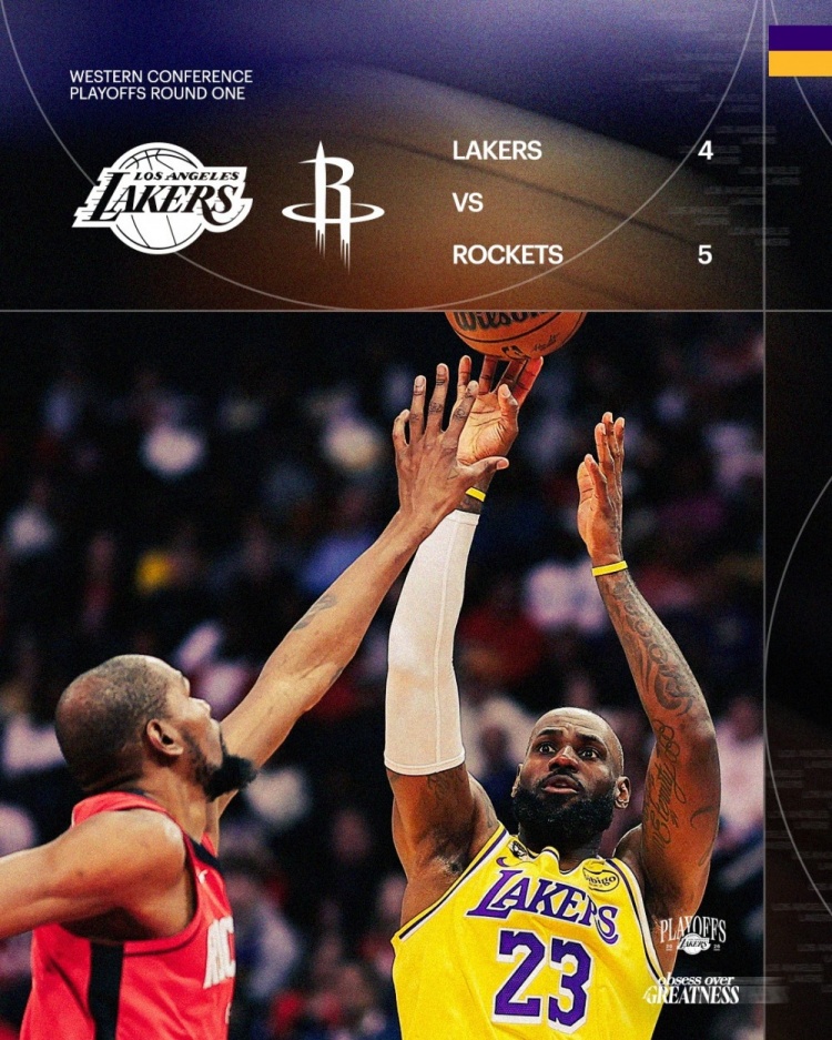 詹杜对决再现！湖人官推晒海报预热湖人vs火箭首轮系列赛