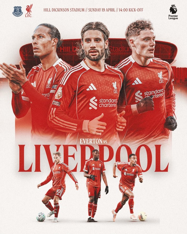 利物浦发布默西塞德德比海报：范戴克、索博、维尔茨等多人出镜
