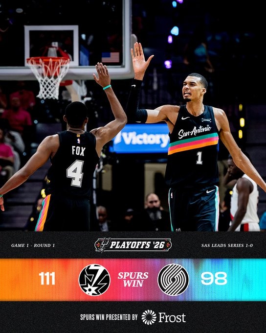 [好看推荐]马刺官推晒G1赢球海报：文班亚马+福克斯封面人物