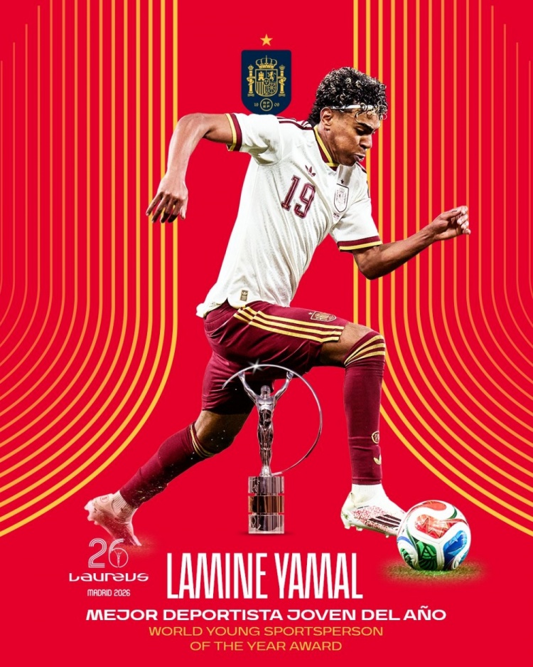 西班牙队祝贺亚马尔：从最佳突破奖到最佳青年运动员奖，为你骄傲