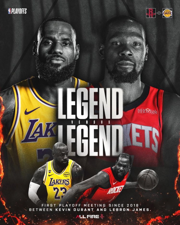 [第一手资讯]传奇vs传奇！火箭官方晒詹姆斯vs杜兰特对决海