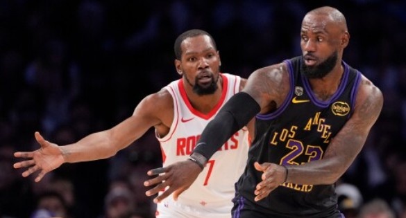 湖人2比0火箭：组织者勒布朗vs组织者杜兰特