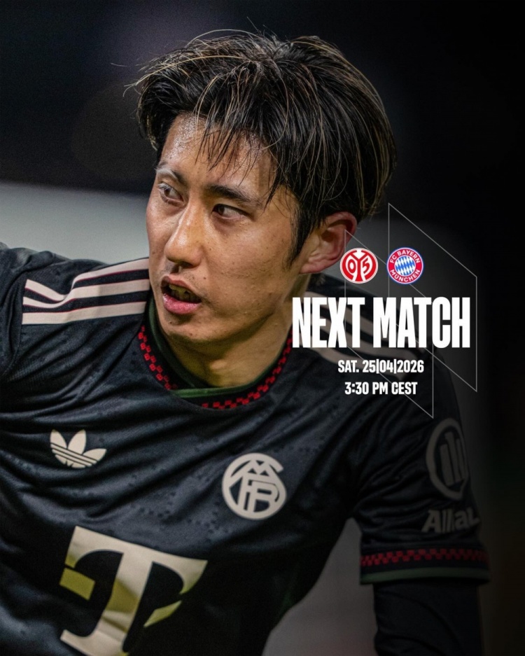 【体坛热评】拜仁晒客战美因茨海报，后卫伊藤洋➡️辉单人出镜