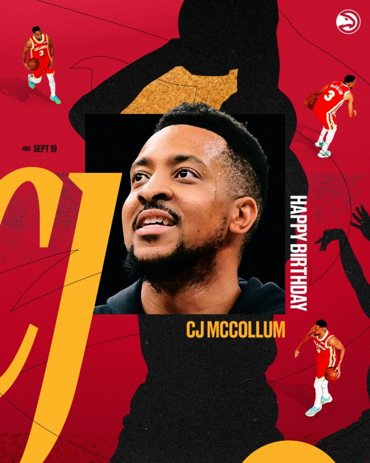 人生赢家！老鹰官方社媒祝CJ·麦科勒姆35岁生日快乐！🎂